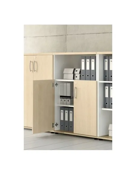 Armoire de bureau avec niche bibliothèque et portes battantes - MDD