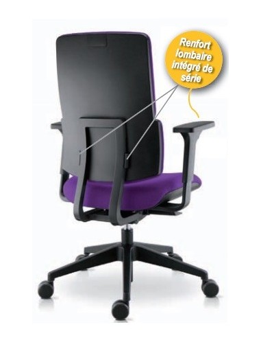 Siège de bureau Tertio haut dossier, avec mécanique synchrone - Sokoa