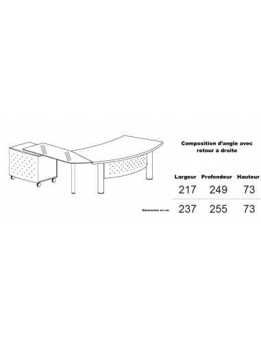 Bureau X time Next avec retour en verre et meuble de rangement intégré – Quadrifoglio.