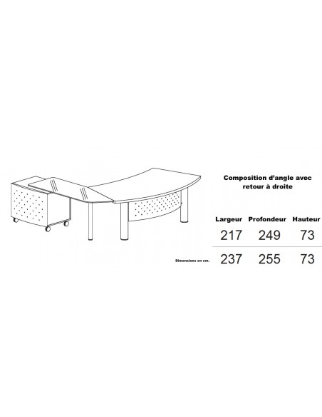 Bureau X time Next avec retour en verre et meuble de rangement intégré – Quadrifoglio.