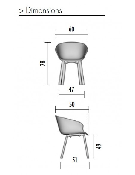 Lot de 4 chaises visiteurs Hop – Mobel Linea.