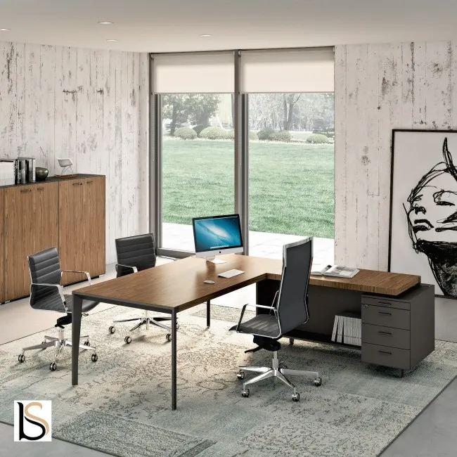 Bureau d’angle avec crédence laquée X9– Officity
