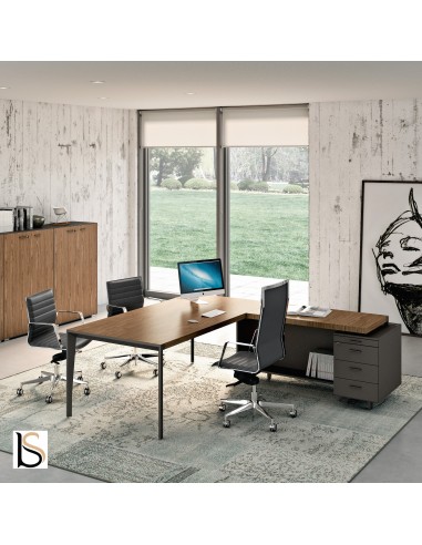Bureau d’angle avec crédence laquée X9– Officity