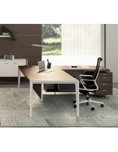 Bureau d’angle X9 finitions Ébène/blanc – Officity