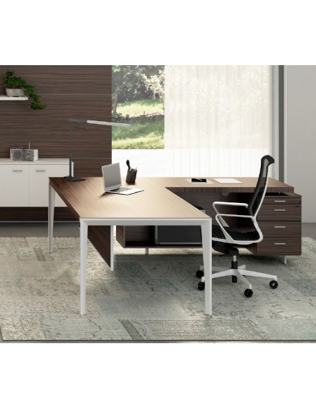 Bureau d’angle X9 finitions Ébène/blanc – Officity