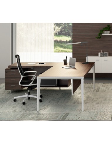 Bureau d’angle X9 finitions Ébène/blanc – Officity