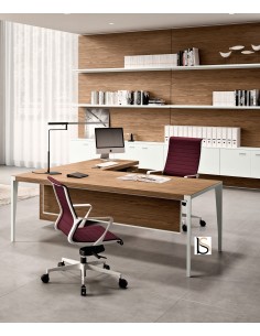 Bureau d’angle X9 avec pieds coloris blanc – Officity 2
