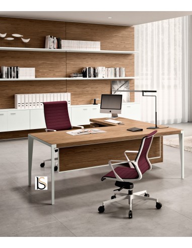 Bureau d’angle X9 avec pieds coloris blanc – Officity