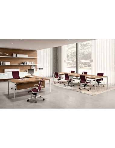 Bureau d’angle X9 avec pieds coloris blanc – Officity
