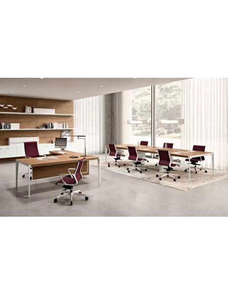 Bureau d’angle X9 avec pieds coloris blanc – Officity