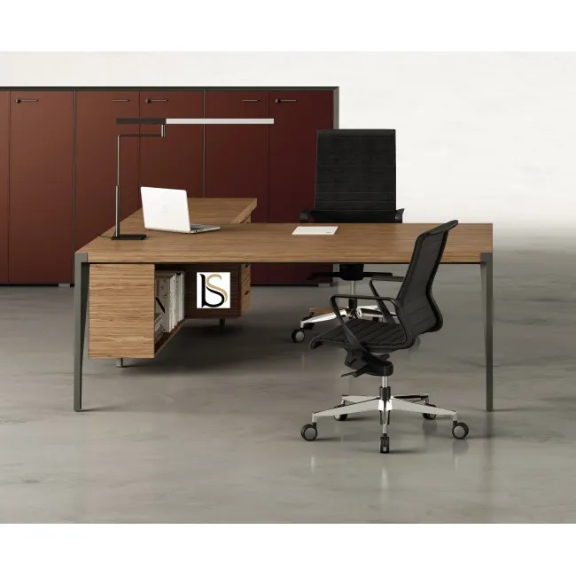 Bureau d’angle avec crédence bois X9– Officity