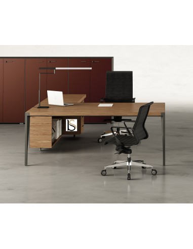 Bureau d’angle avec crédence bois X9– Officity