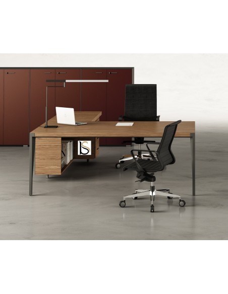 Bureau d’angle avec crédence bois X9– Officity
