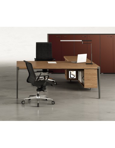 Bureau d’angle avec crédence bois X9– Officity