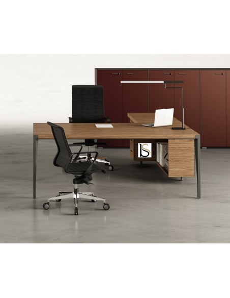 Bureau d’angle avec crédence bois X9– Officity