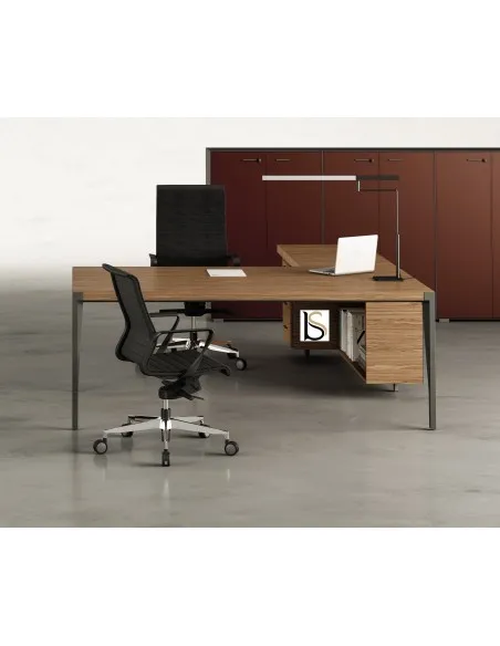 Bureau d’angle avec crédence bois X9– Officity