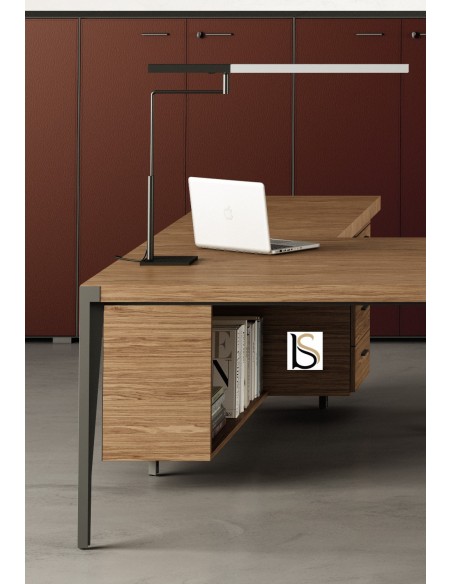 Bureau d’angle avec crédence bois X9– Officity