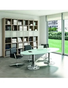 Table de réunion ovale avec pieds chromés – Quadrifoglio.