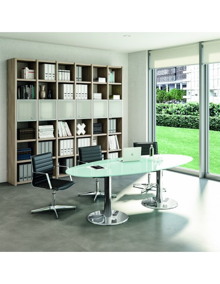 Table de réunion ovale avec pieds chromés – Quadrifoglio.