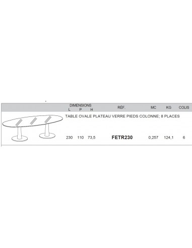 Table de réunion ovale avec pieds chromés – Quadrifoglio.