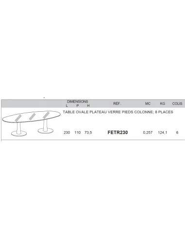 Table de réunion ovale avec pieds chromés – Quadrifoglio.