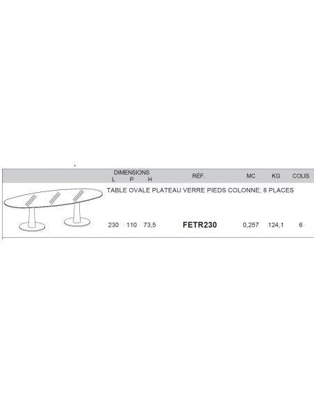 Table de réunion ovale avec pieds chromés – Quadrifoglio.