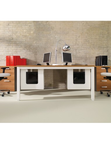 Bureaux bench compact Tempo avec caissons de rangement – Mobel Linea