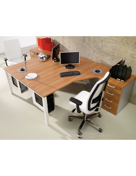 Bureaux bench compact Tempo avec caissons de rangement – Mobel Linea