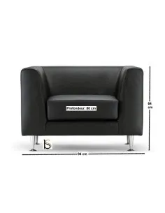 Fauteuil d’accueil en cuir coloris noir Cube 2