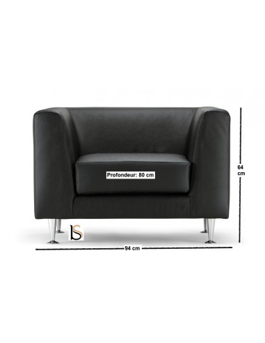 Fauteuil d’accueil en cuir coloris noir Cube