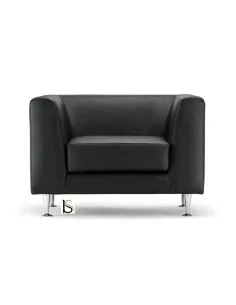 Fauteuil d’accueil en cuir coloris noir Cube