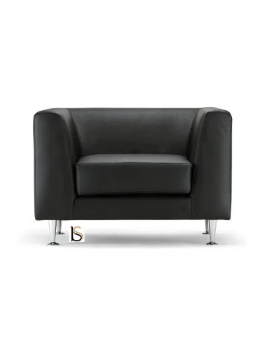 Fauteuil d’accueil en cuir coloris noir Cube