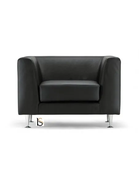 Fauteuil d’accueil en cuir coloris noir Cube