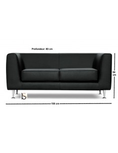 Canapé d’accueil en cuir coloris noir Cube 2