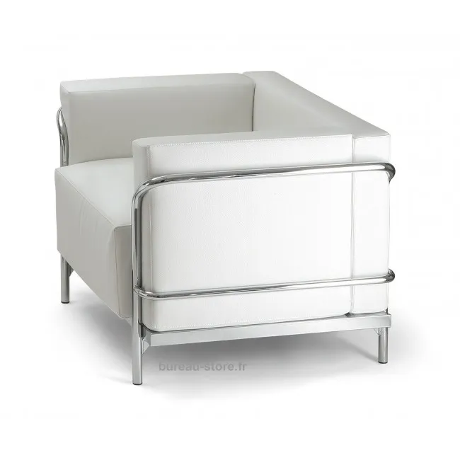 Fauteuil d’accueil en cuir coloris blanc ou noir Soft