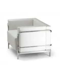 Fauteuil d’accueil en cuir coloris blanc ou noir Soft