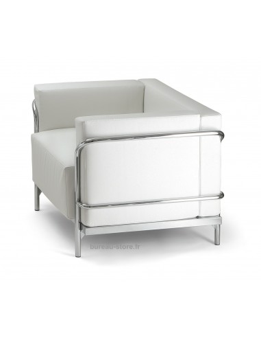 Fauteuil d’accueil en cuir coloris blanc ou noir Soft