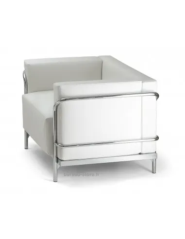 Fauteuil d’accueil en cuir coloris blanc ou noir Soft