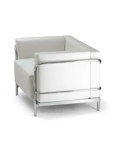 Fauteuil d’accueil en cuir coloris blanc ou noir Soft