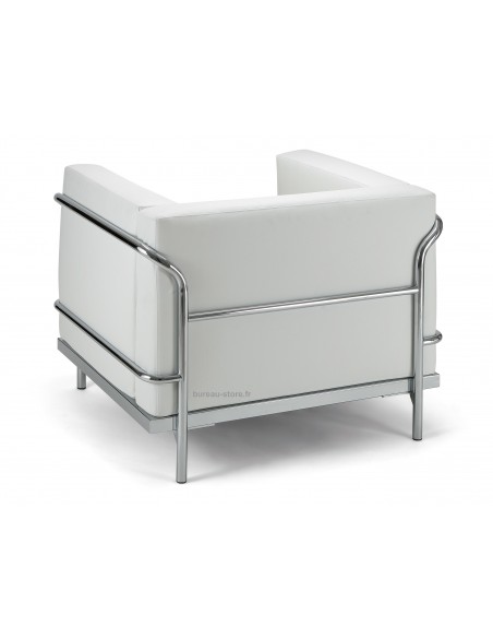 Fauteuil d’accueil en cuir coloris blanc ou noir Soft