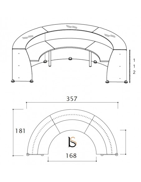 Banque d'accueil demi-lune Glass – Quadrifoglio.
