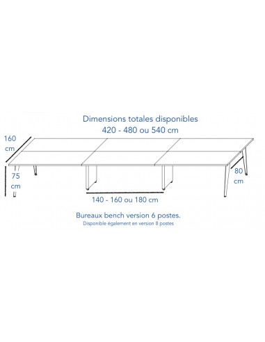 Bureau bench 6 personnes Pigreco – MARTEX.