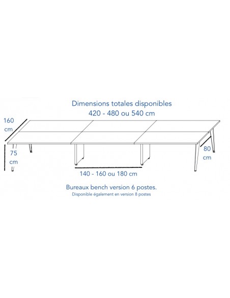 Bureau bench 6 personnes Pigreco – MARTEX.