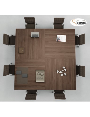 Table de réunion carrée Kyo avec pieds verre – Martex