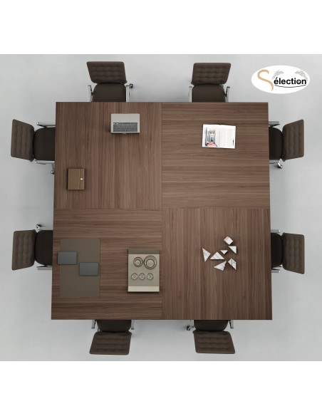 Table de réunion carrée Kyo avec pieds verre – Martex