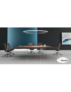 Table de réunion carrée Kyo avec pieds verre – Martex 2