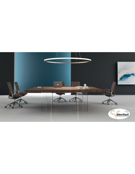 Table de réunion carrée Kyo avec pieds verre – Martex