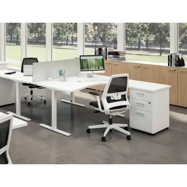 Bureau d’angle Idea Tube avec retour et caisson – Quadrifoglio