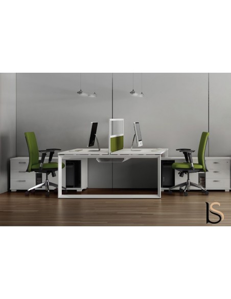 Bureau bench 2 personnes Star avec meubles de rangement – Mobel Linea.