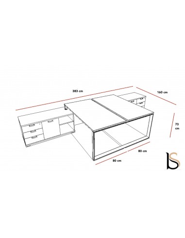 Bureau bench 2 personnes Star avec meubles de rangement – Mobel Linea.